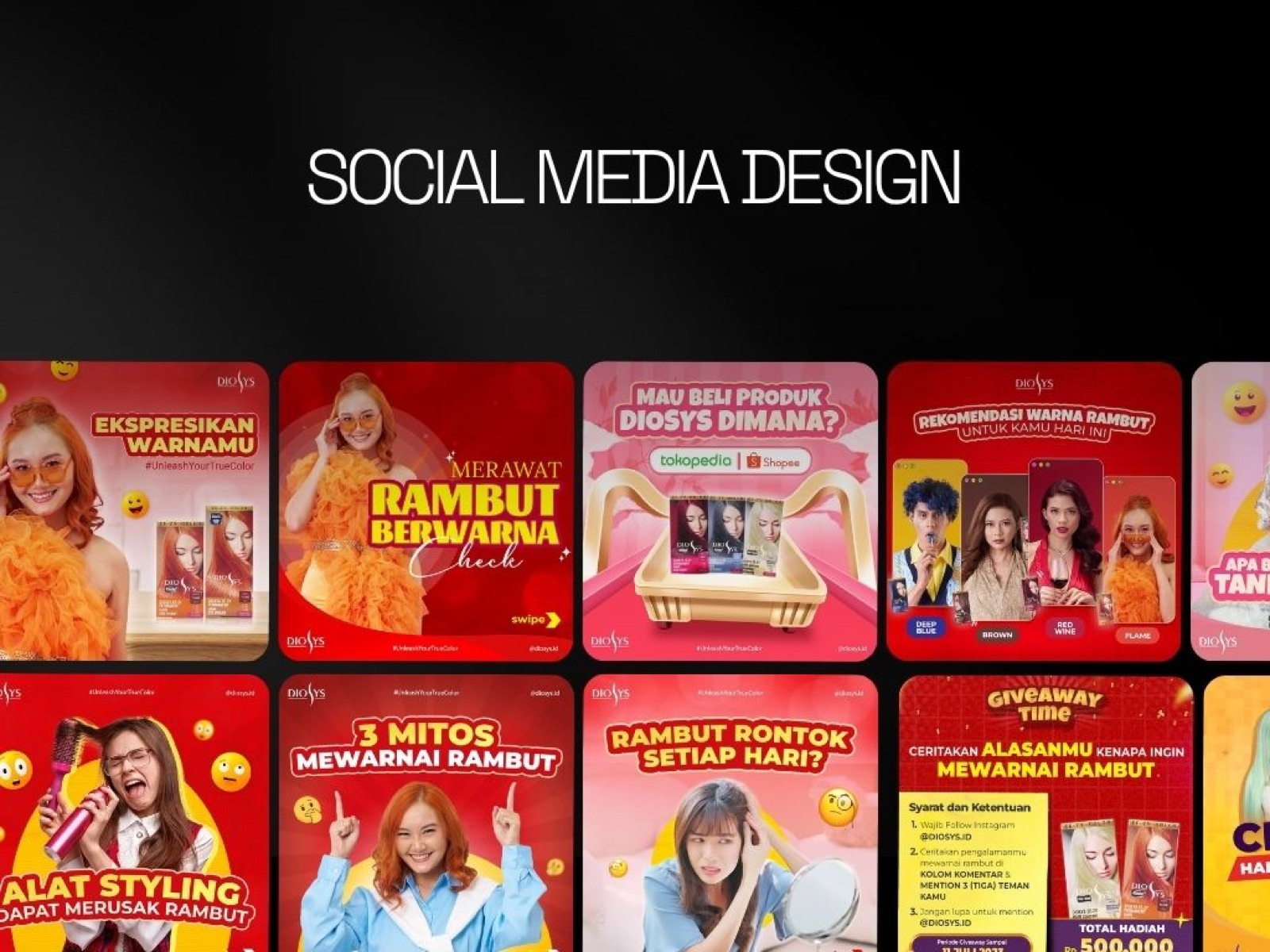 Creative design for Diosys's Instagram feed, featuring the "Unleash Your True Color.
