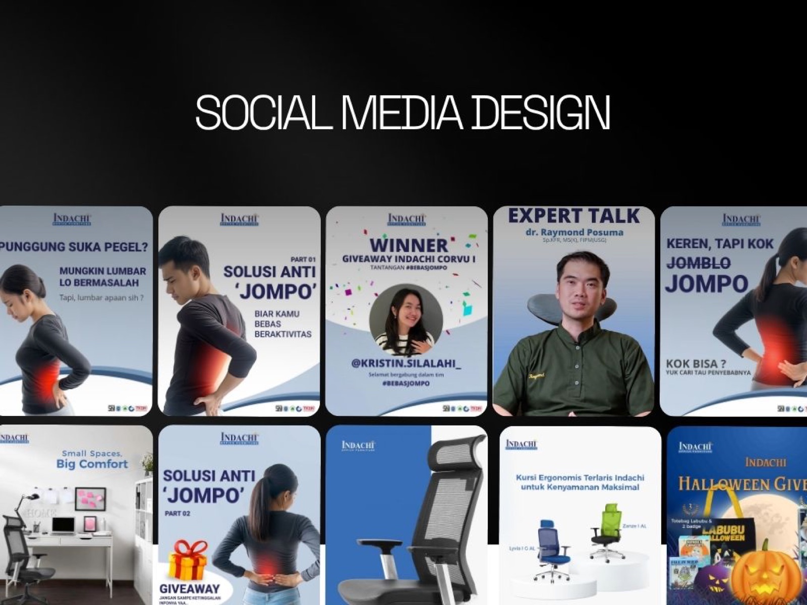 Creative design for Indachi's Instagram feed, featuring the "Personalize Your Space" campaign.